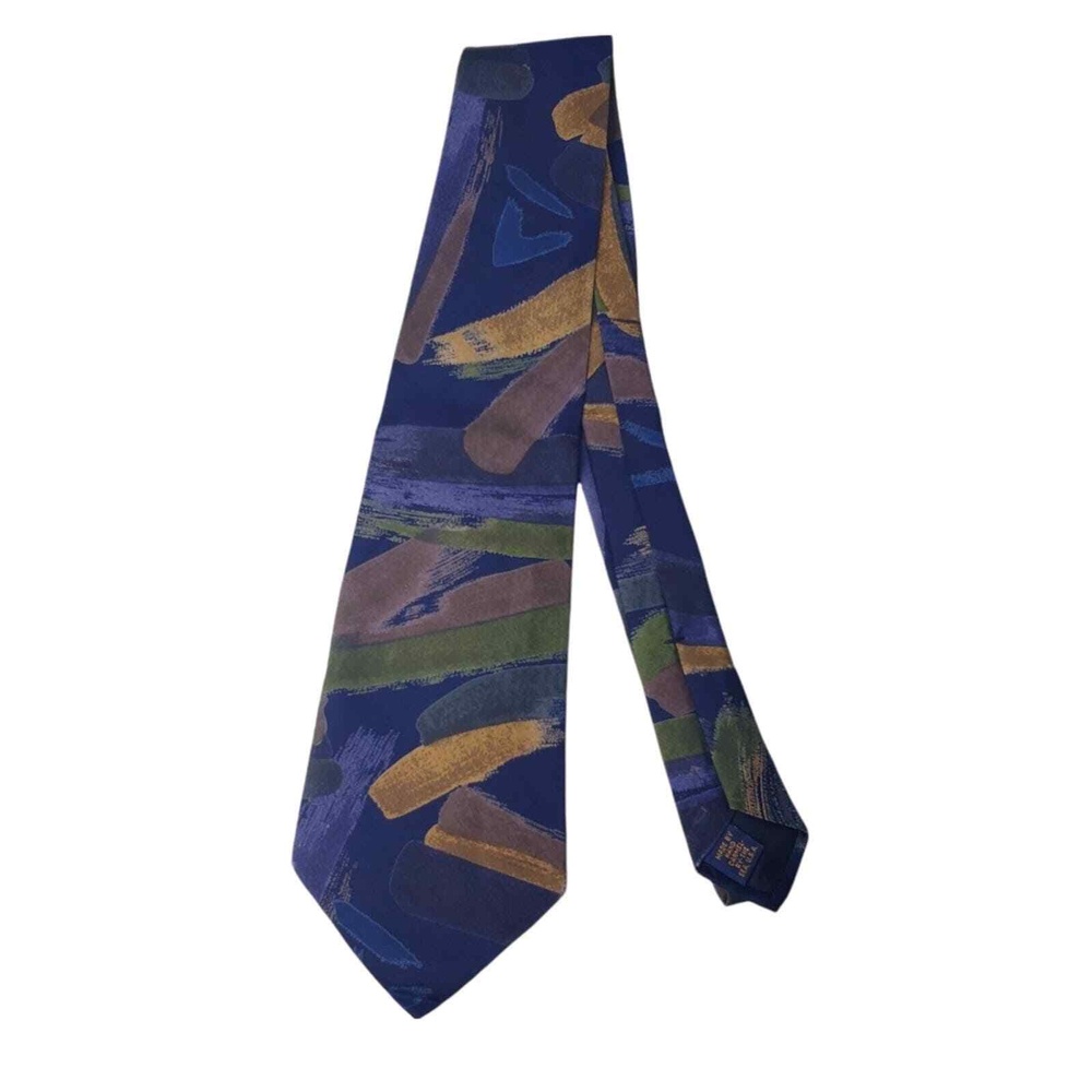 Mulberry Thai Silks Geometric Abstract Pattern Hand Sewn Tie Made in USA‎